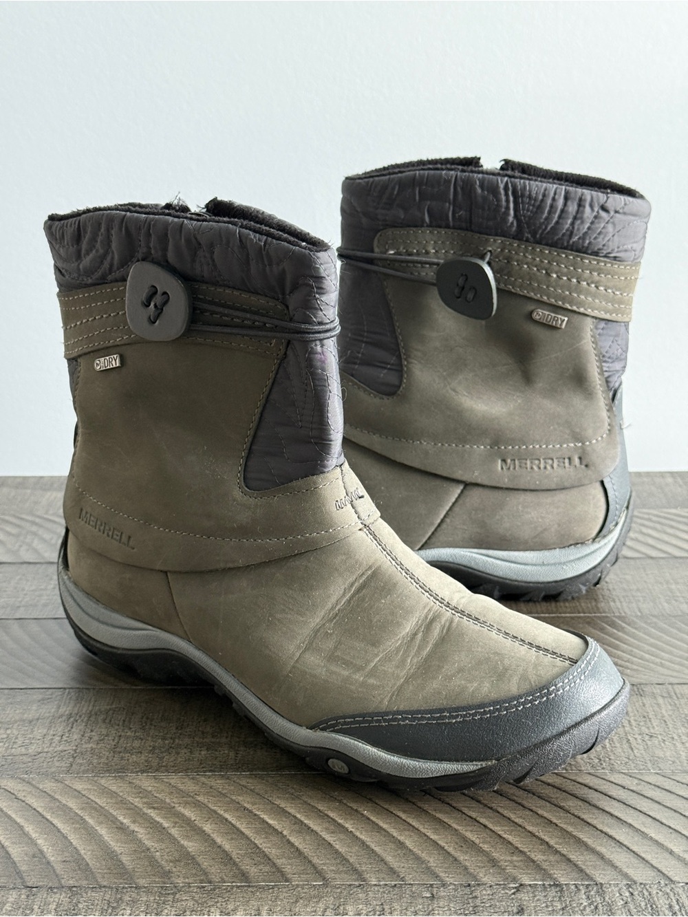 Merrell Women's Dewbrook Zip Waterproof Boots Grizzle Grey Size 8